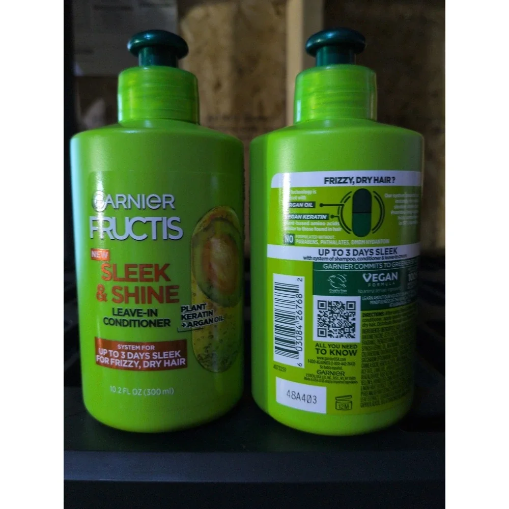 2ct NEW Garnier Fructis Sleek & Shine Leave-In Conditioner Argan Oil 10.2 fl oz.